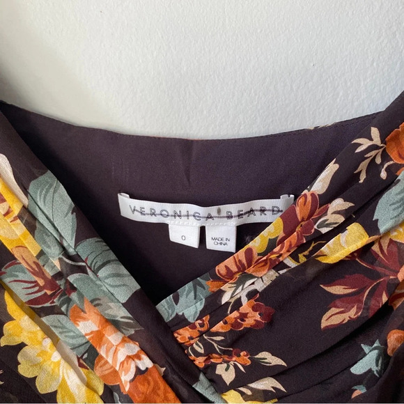 Veronica Beard Maxi Silk Floral Long-Sleeve Avani Dress Size 0 NWOT - Picture 6 of 9
